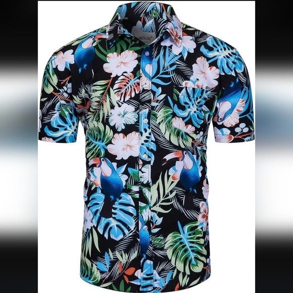 Tunevuse Men's Tropical Floral Button-Up Hawaiian Shirt Size 4 XL - Picture 3 of 9